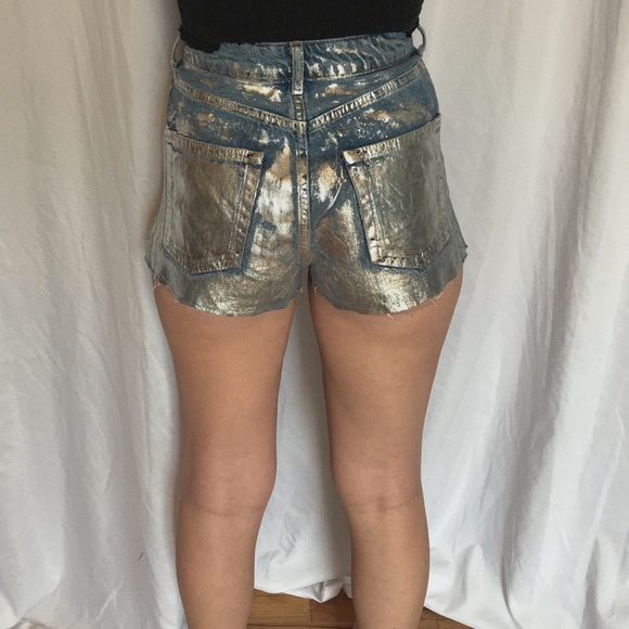 TopShop Metallic, demin, shorts - Picture 4 of 4